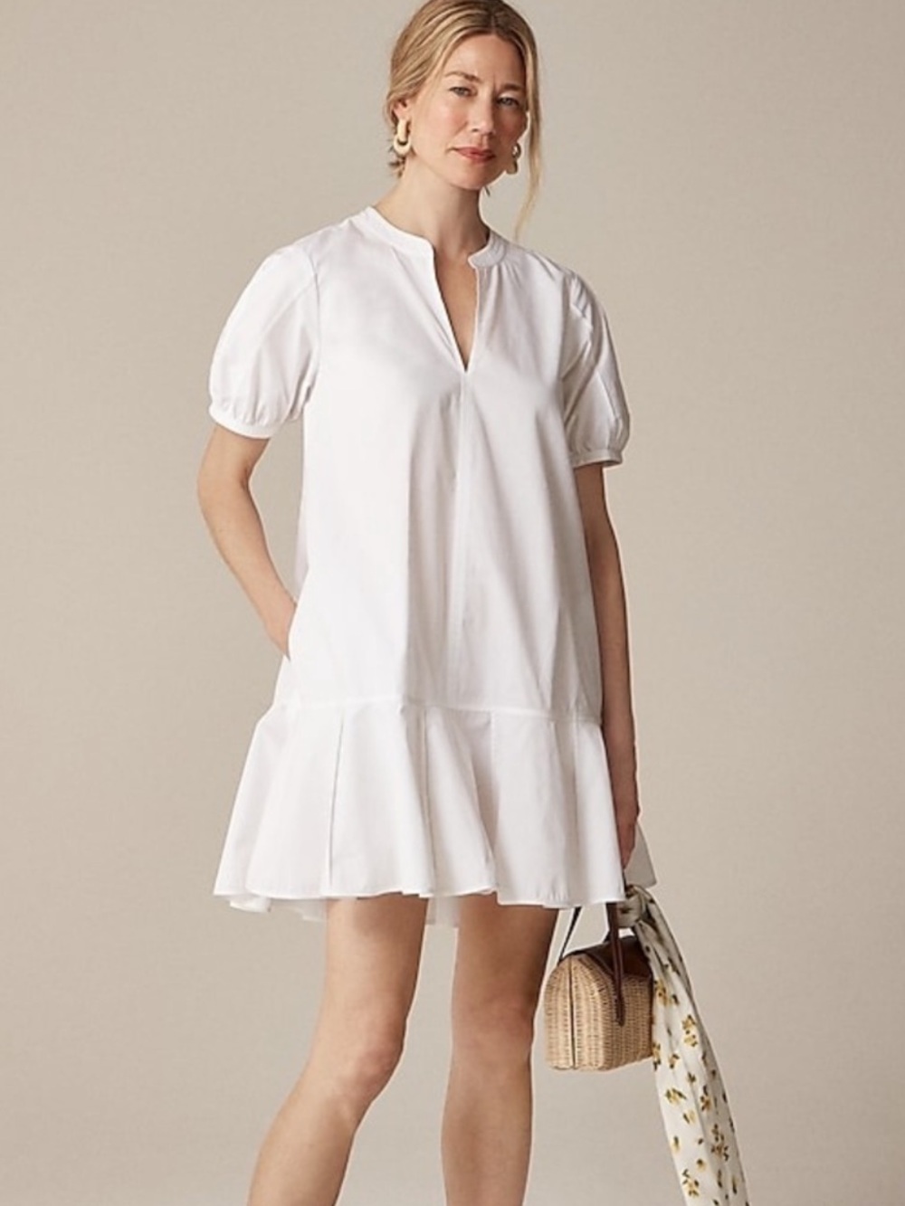 J.Crew Petite Delilah Cotton Poplin Mini Dress White NWT Size SP